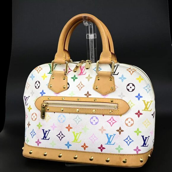 LOUIS VUITTON LV Logo Alma Hand Bag Monogram Multi Color White M92647 638RF218 - Picture 1 of 16